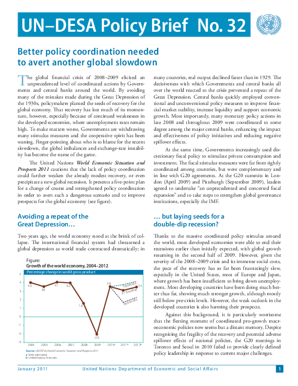 UN/DESA Policy Brief, No. 32
