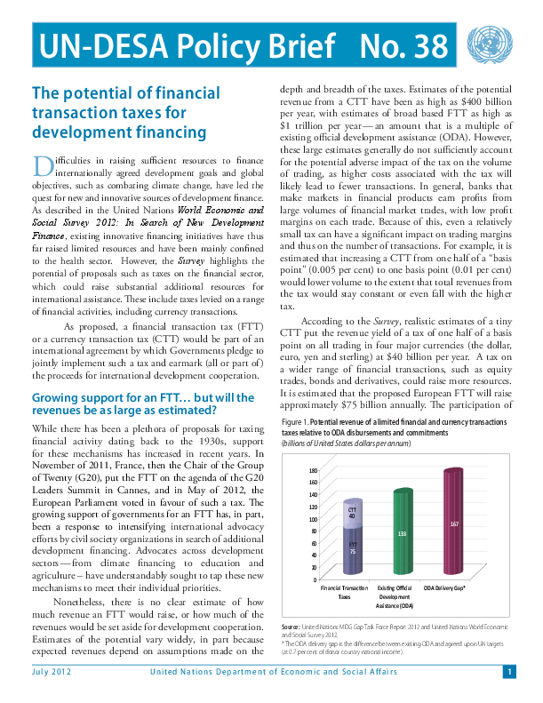 UN/DESA Policy Brief, No. 38