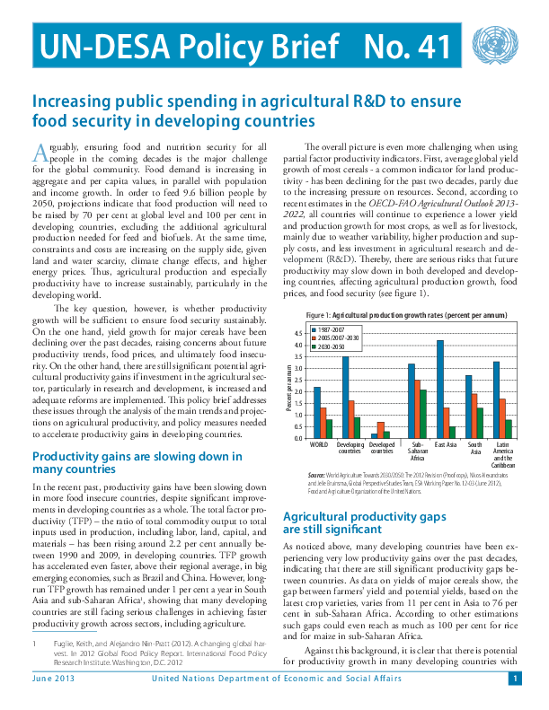 UN/DESA Policy Brief, No. 41