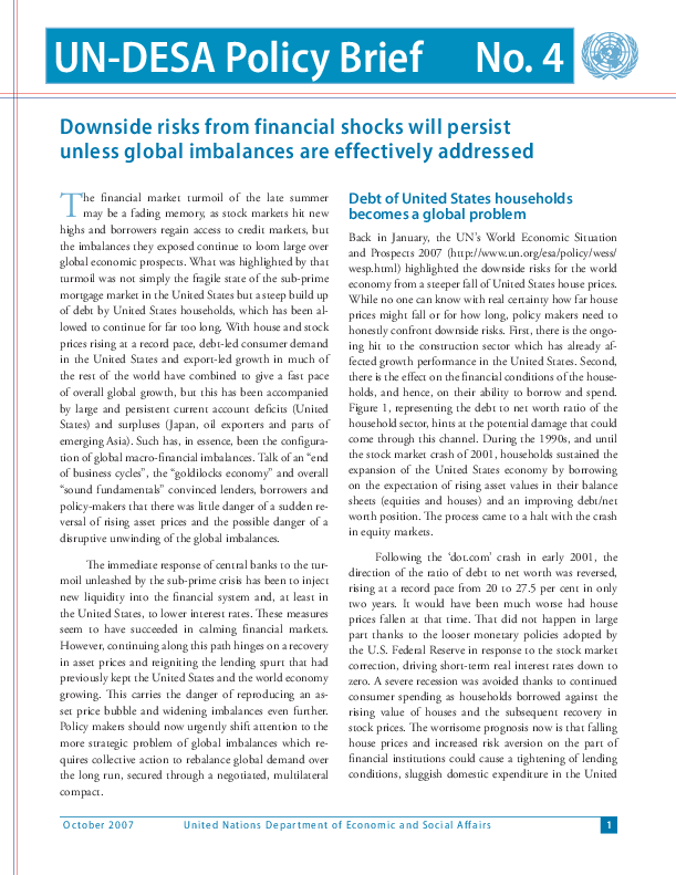 UN/DESA Policy Brief, No. 4