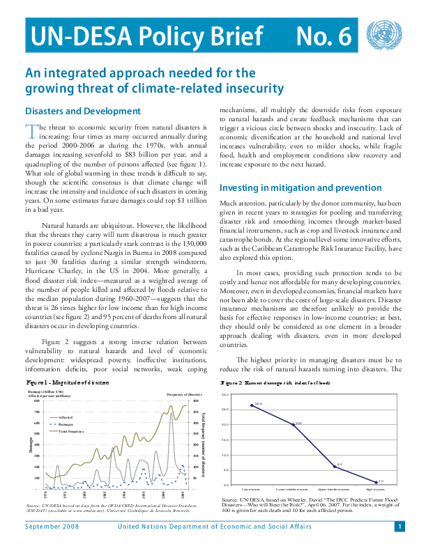 UN/DESA Policy Brief, No. 6