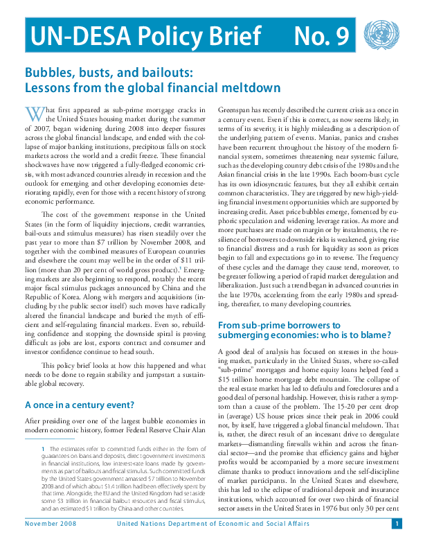 UN/DESA Policy Brief, No. 9