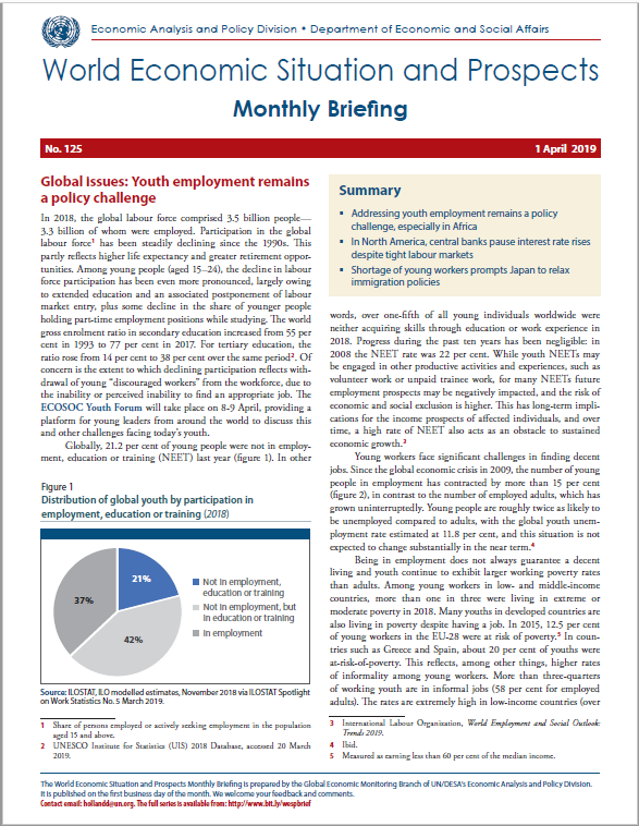 World Economic Situation And Prospects: April 2019 Briefing, No. 125