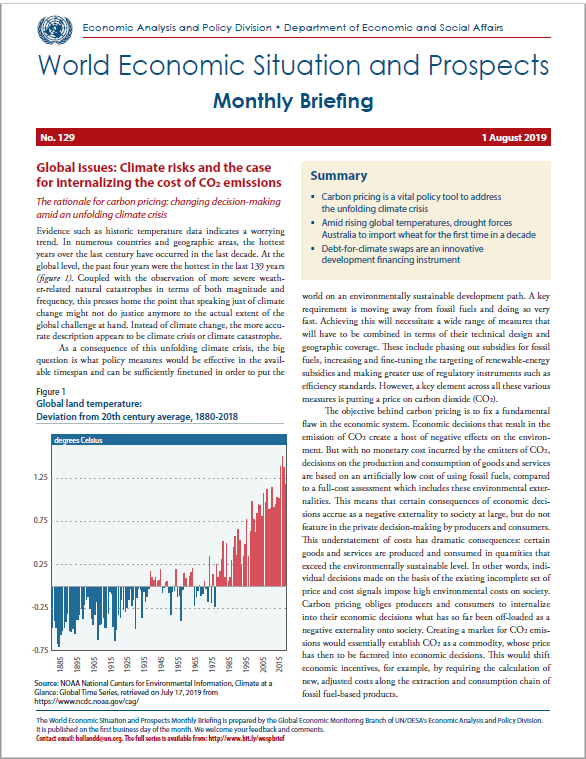 World Economic Situation And Prospects: August 2019 Briefing, No. 129