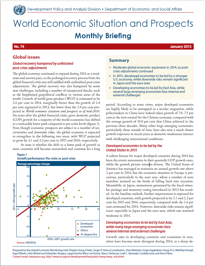 World Economic Situation and Prospects: Monthly Briefing, No. 74