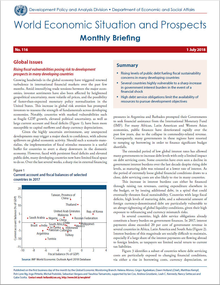 World Economic Situation And Prospects: July 2018 Briefing, No. 116