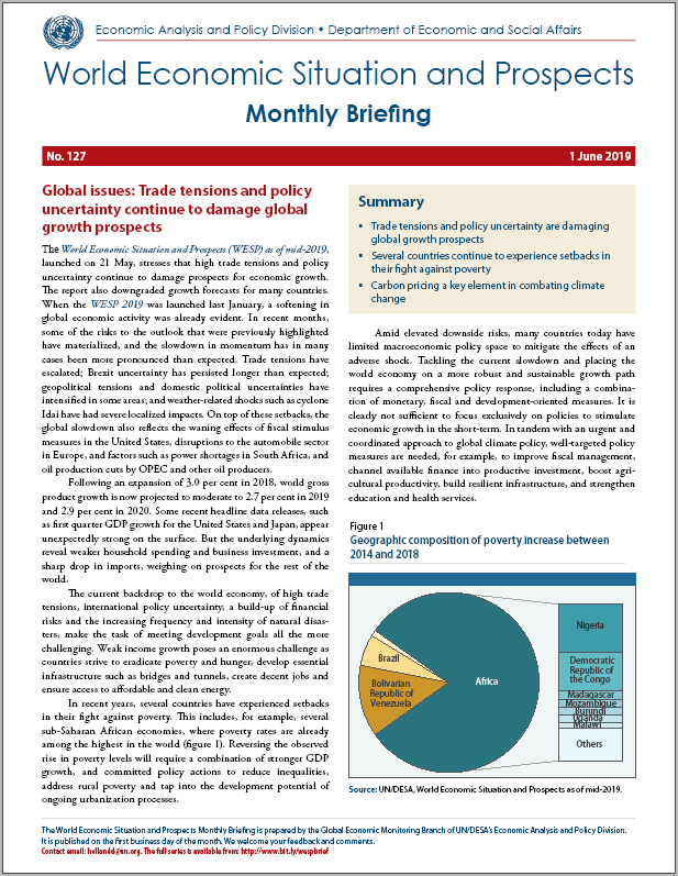 World Economic Situation And Prospects: June 2019 Briefing, No. 127