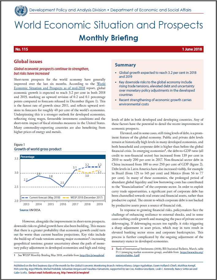 World Economic Situation And Prospects: June 2018 Briefing, No. 115