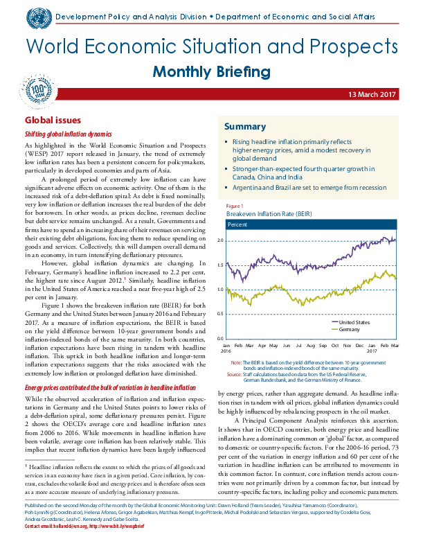 World Economic Situation And Prospects: March 2017 Briefing, No. 100