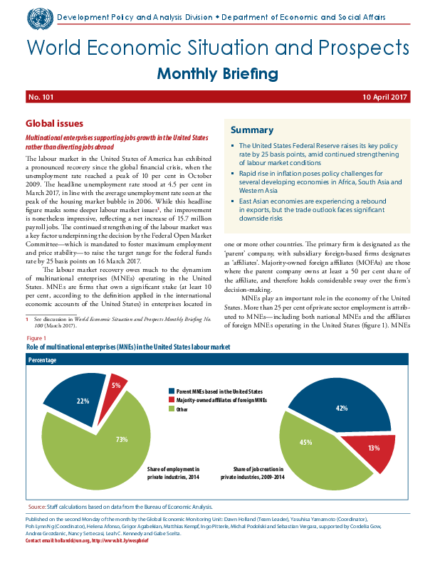 World Economic Situation And Prospects: April 2017 Briefing, No. 101