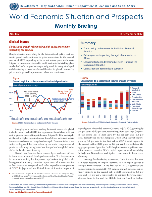 World Economic Situation And Prospects: September 2017 Briefing, No. 106