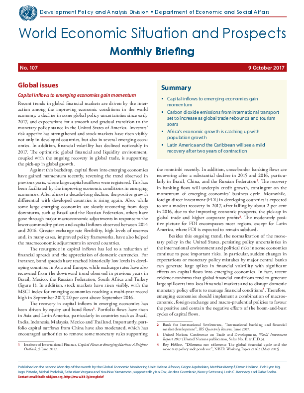 World Economic Situation And Prospects: October 2017 Briefing, No. 107