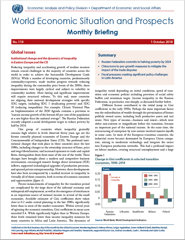 World Economic Situation And Prospects: October 2018 Briefing, No. 119