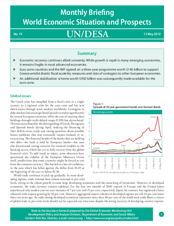Monthly Briefing on the World Economic Situation and Prospects, No. 19
