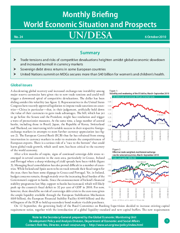 Monthly Briefing on the World Economic Situation and Prospects, No. 24