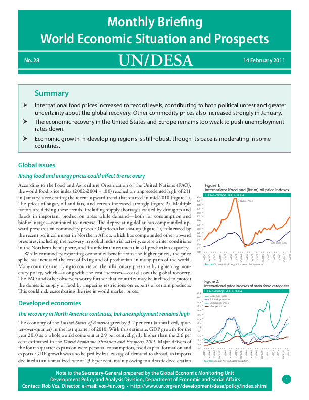 Monthly Briefing on the World Economic Situation and Prospects, No. 28