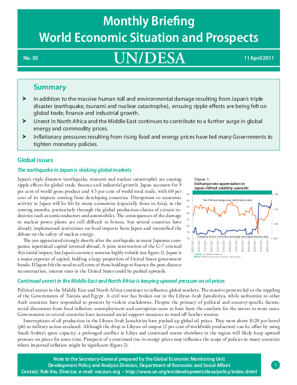 Monthly Briefing on the World Economic Situation and Prospects, No. 30