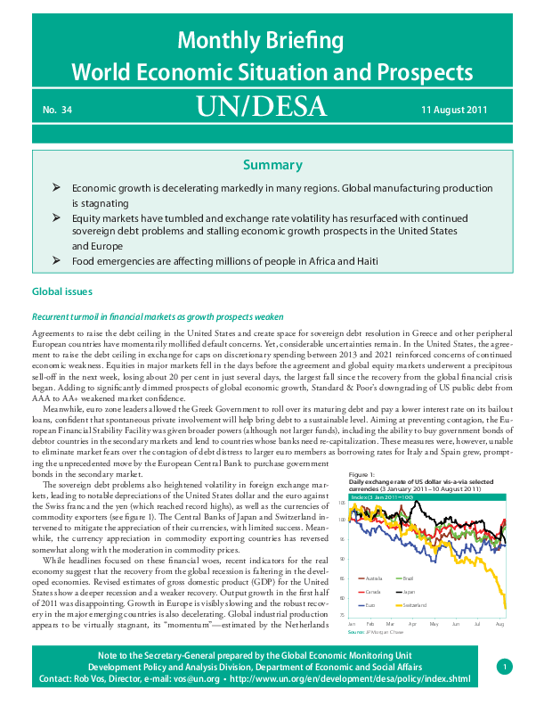 Monthly Briefing on the World Economic Situation and Prospects, No. 34