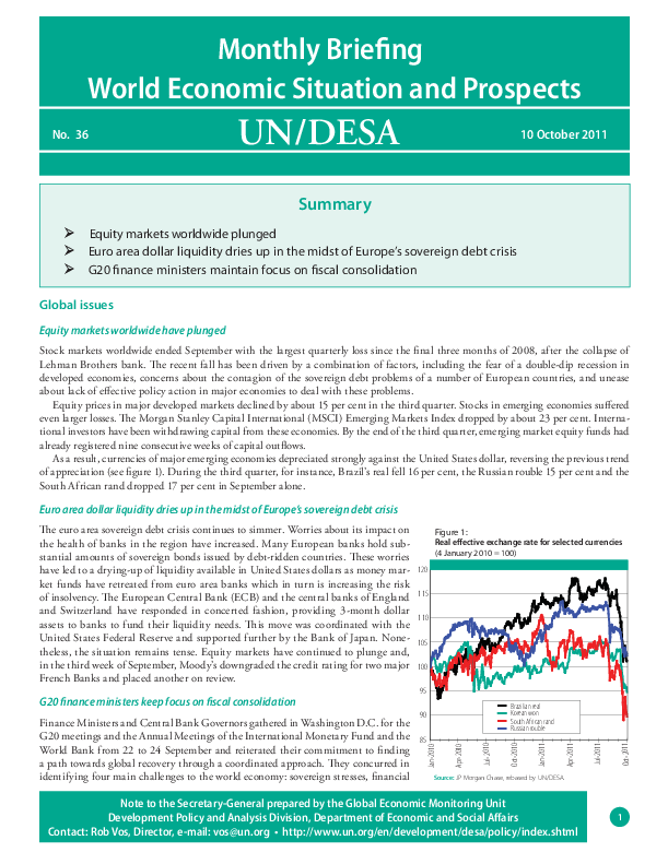 Monthly Briefing on the World Economic Situation and Prospects, No. 36