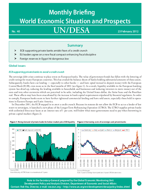 Monthly Briefing on the World Economic Situation and Prospects, No. 40