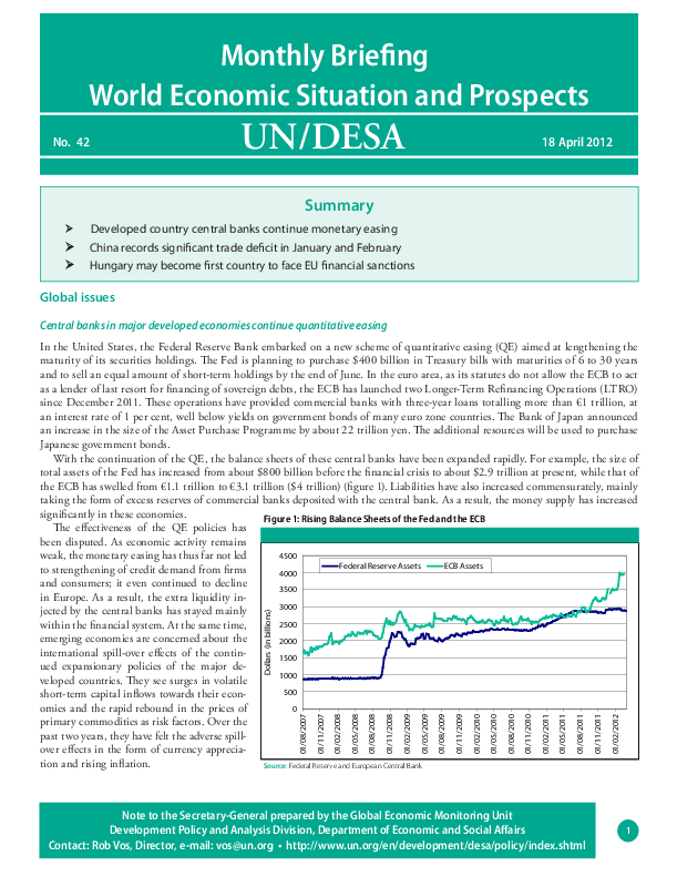 Monthly Briefing on the World Economic Situation and Prospects, No. 42