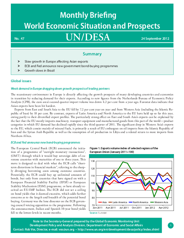 Monthly Briefing on the World Economic Situation and Prospects, No. 47