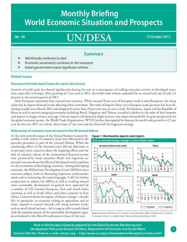 Monthly Briefing on the World Economic Situation and Prospects, No. 48