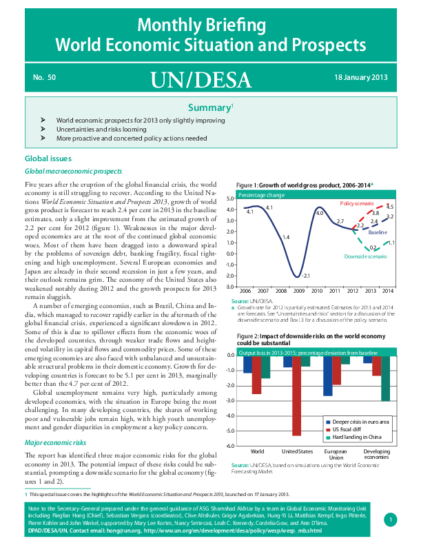 Monthly Briefing on the World Economic Situation and Prospects, No. 50