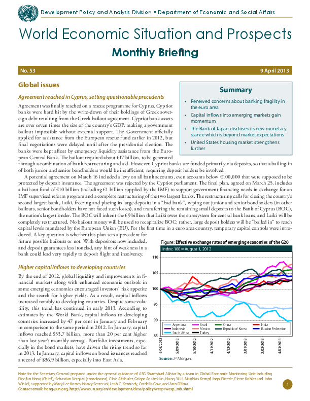 Monthly Briefing on the World Economic Situation and Prospects, No. 53