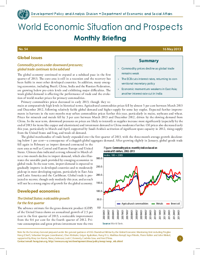 Monthly Briefing on the World Economic Situation and Prospects, No. 54
