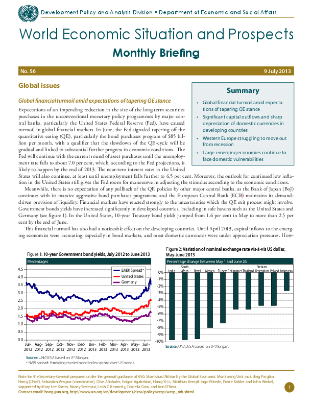 Monthly Briefing on the World Economic Situation and Prospects, No. 56