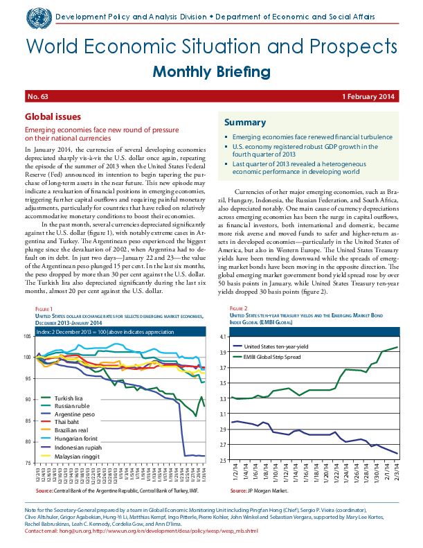 Monthly Briefing on the World Economic Situation and Prospects, No. 63