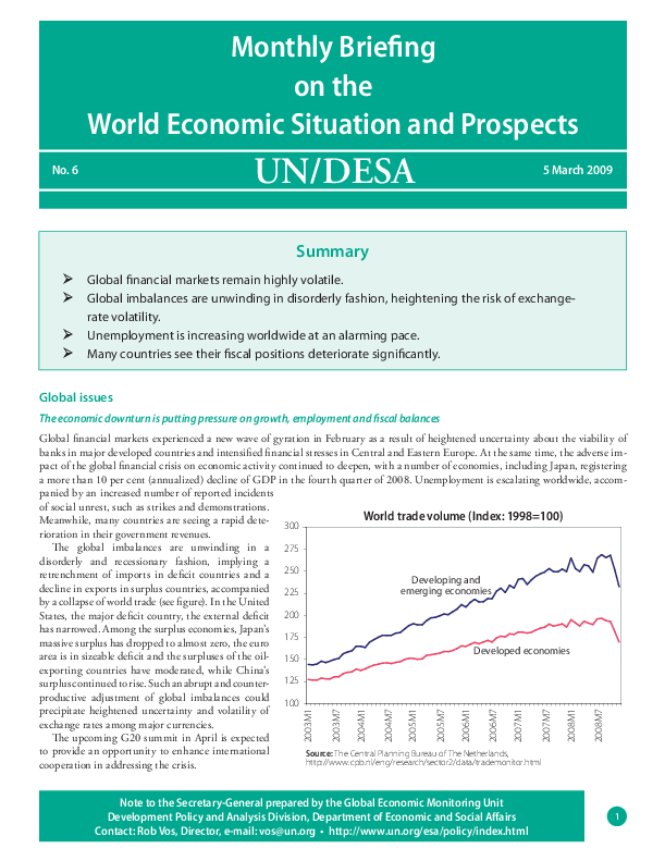 Monthly Briefing on the World Economic Situation and Prospects, No. 6