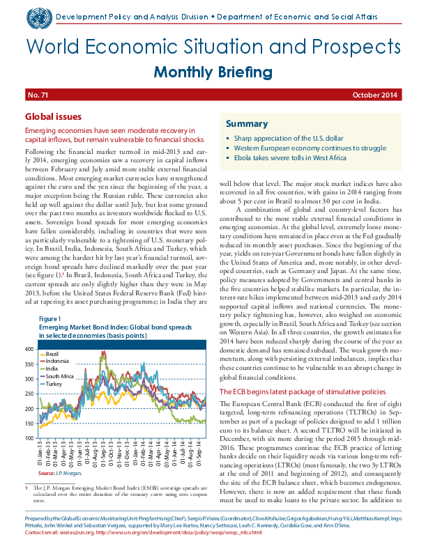 Monthly Briefing on the World Economic Situation and Prospects, No. 71