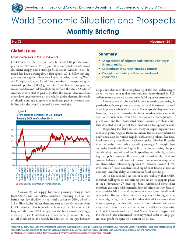 World Economic Situation and Prospects: Monthly Briefing, No. 72