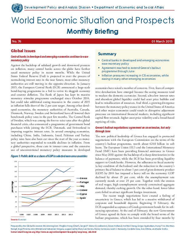 World Economic Situation and Prospects Monthly Briefing No. 76