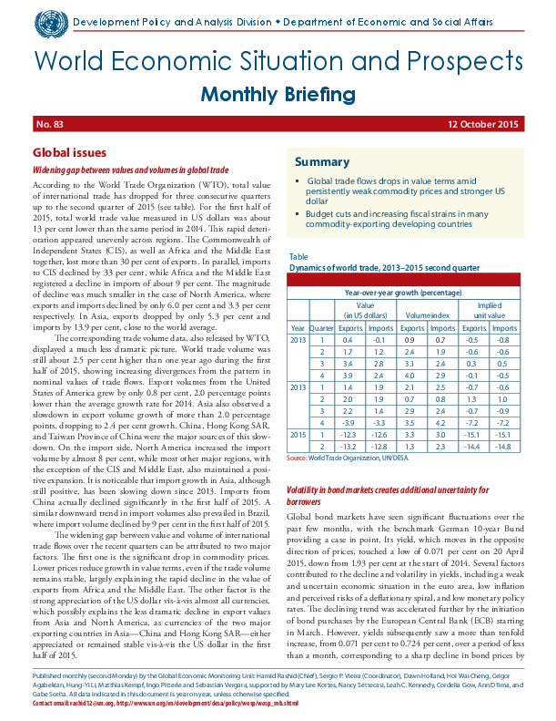 World Economic Situation and Prospects Monthly Briefing No. 83