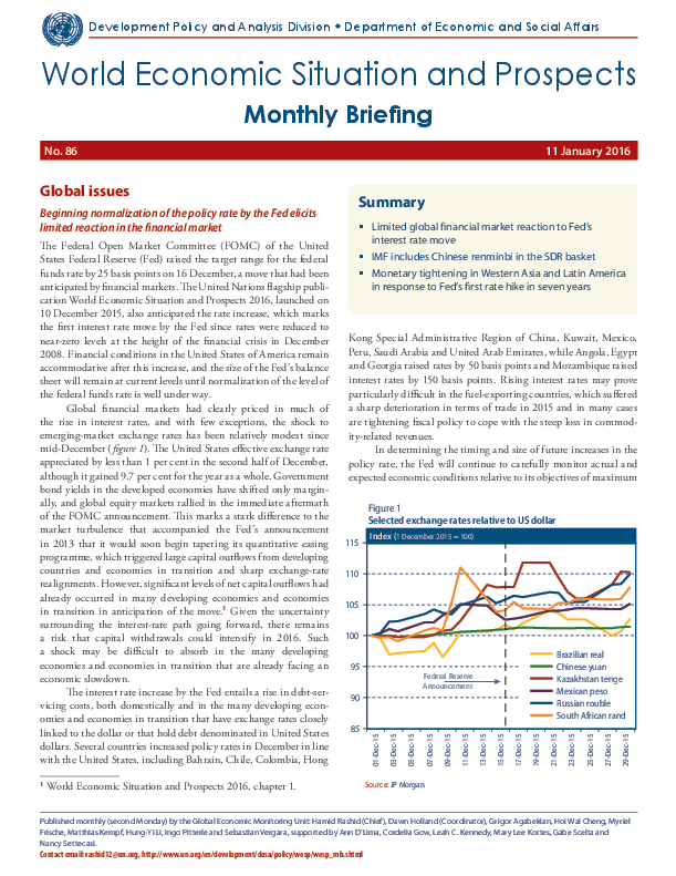 World Economic Situation and Prospects Monthly Briefing No. 86