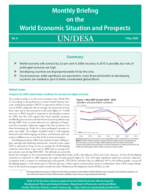 Monthly Briefing on the World Economic Situation and Prospects, No. 8