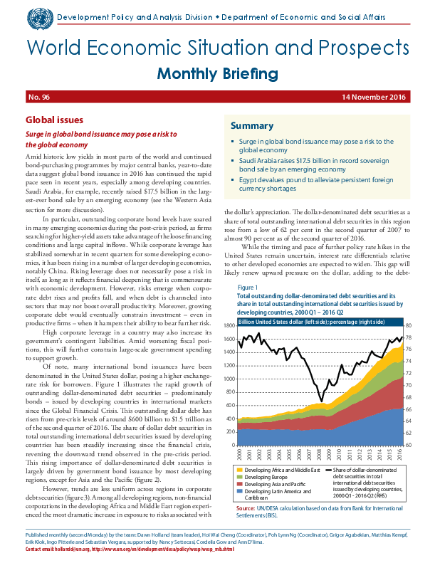 World Economic Situation And Prospects: November 2016 Briefing, No. 96