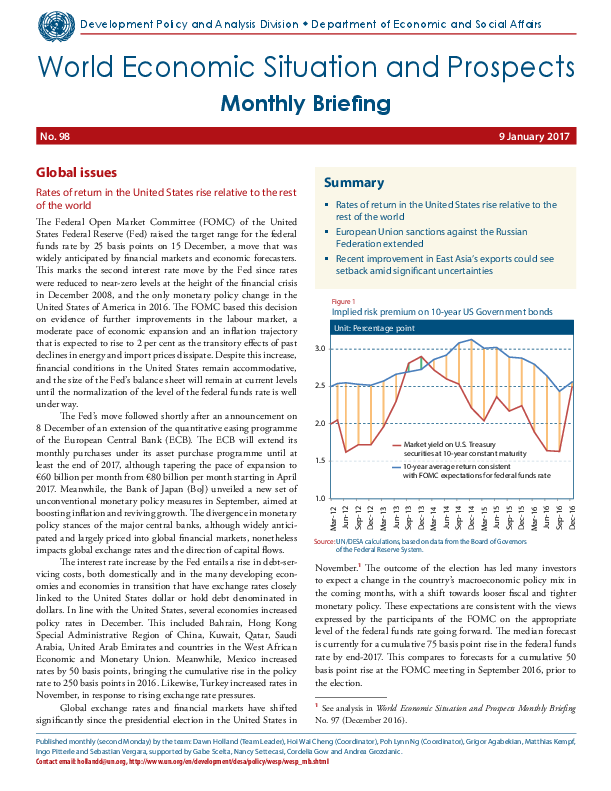 World Economic Situation And Prospects: January 2017 Briefing, No. 98