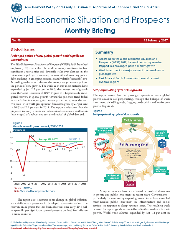 World Economic Situation And Prospects: February 2017 Briefing, No. 99