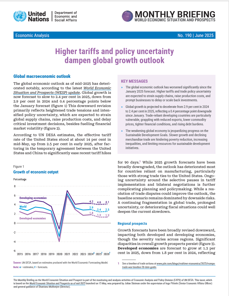 Cover of World Economic Situation and Prospects: June 2025 Briefing, No. 190
