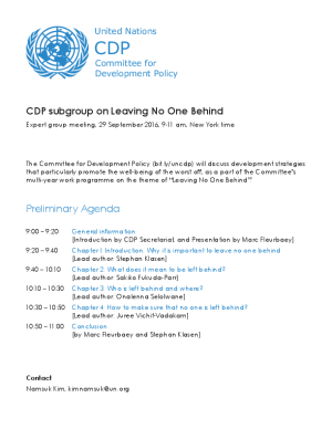 CDP Expert Group Meeting on Leaving No One Behind CDP Expert Group Meeting on Leaving No One Behind