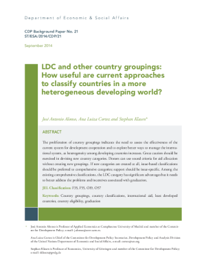 LDC and other country groupings: How useful are current approaches to classify countries in a more heterogeneous developing world?