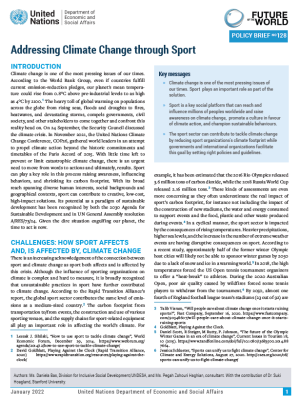 UN DESA Policy Brief No. 128: Addressing climate change through sport