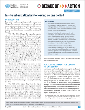 UN/DESA Policy Brief #104: In situ urbanization key to leaving no one behind