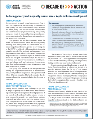 UN/DESA Policy Brief #106: Reducing poverty and inequality in rural areas: key to inclusive development