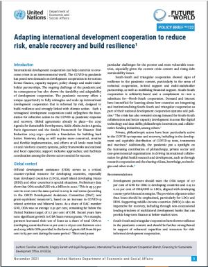 UN DESA Policy Brief No. 122: Adapting international development cooperation to reduce risk, enable recovery and build resilience