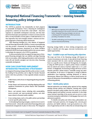 UN DESA Policy Brief No. 124: Integrated National Financing Frameworks ? moving towards financing policy integration